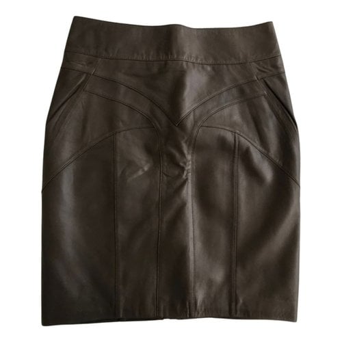 Pre-owned Mackage Leather Mid-length Skirt In Brown