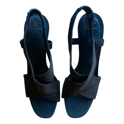 Pre-owned Diane Von Furstenberg Leather Sandal In Black