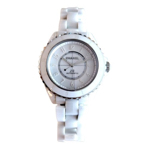 Pre-owned Chanel J12 Automatique Ceramic Watch In White