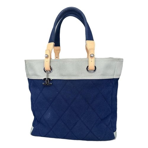 Pre-owned Chanel Paris-biarritz Cloth Tote In Blue