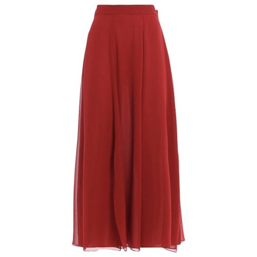 Pre-owned Max Mara Atelier Silk Mid-length Skirt In Red
