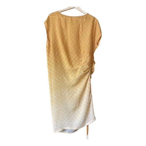 Pre-owned Dries Van Noten Silk Mid-length Dress In Yellow