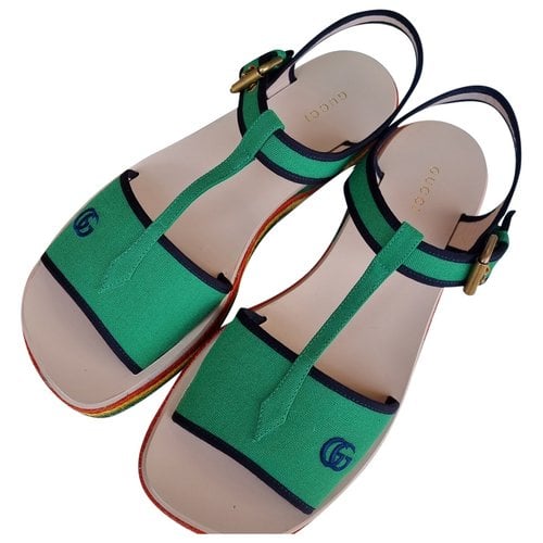 Pre-owned Gucci Lilibeth Cloth Sandals In Green