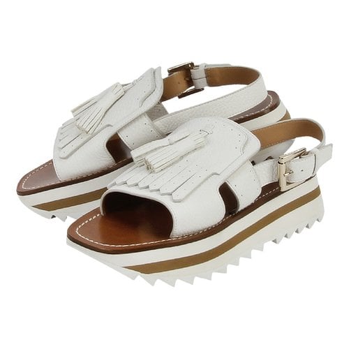 Pre-owned Santoni Leather Sandal In White