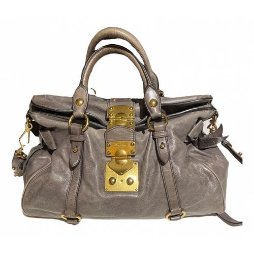 Pre-owned Miu Miu Bow Bag Leather Handbag In Grey