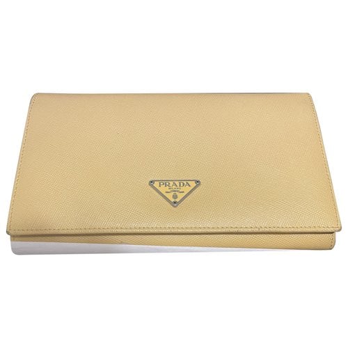 Pre-owned Prada Leather Clutch In Yellow