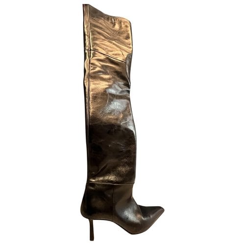 Pre-owned Alexander Wang Leather Western Boots In Black