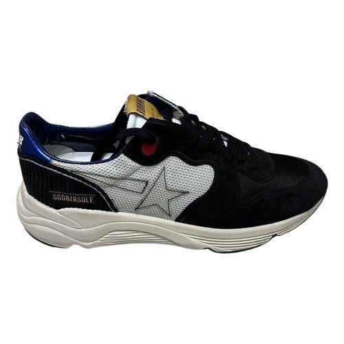 Pre-owned Golden Goose Running Leather Low Trainers In Black