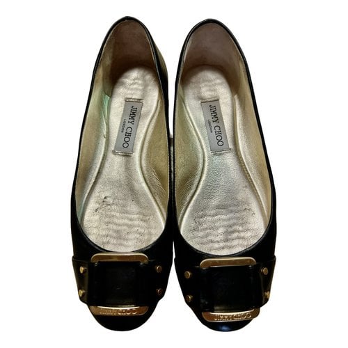 Pre-owned Jimmy Choo Leather Flats In Black