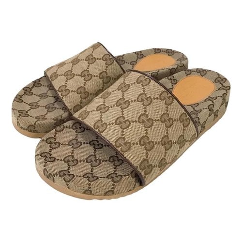 Pre-owned Gucci Cloth Sandals In Beige