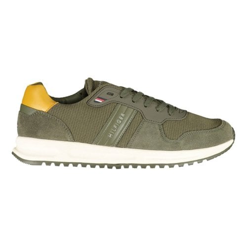 Pre-owned Tommy Hilfiger Leather Low Trainers In Green