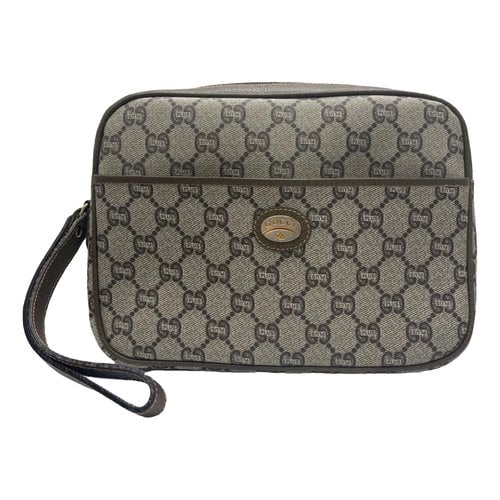 Pre-owned Gucci Leather Clutch Bag In Beige