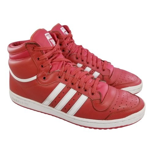 Pre-owned Adidas Originals Leather High Trainers In Red