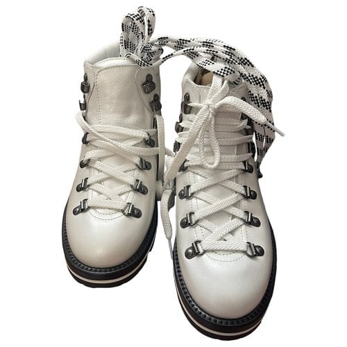Pre-owned Moncler Leather Boots In White