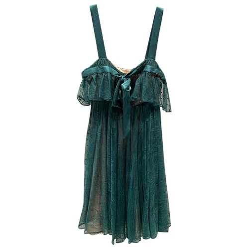 Pre-owned Galliano Mini Dress In Turquoise