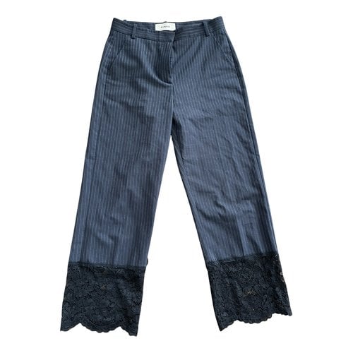 Pre-owned Pinko Straight Pants In Navy