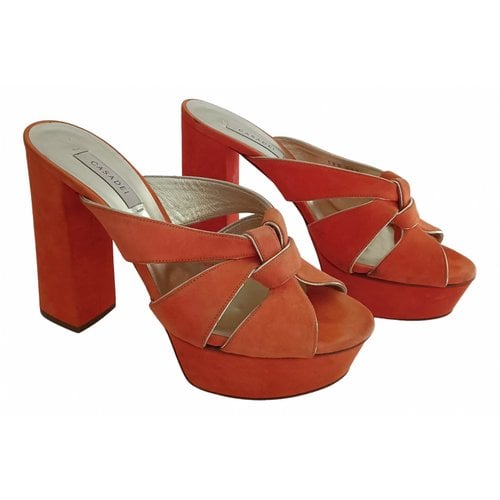 Pre-owned Casadei Leather Mules & Clogs In Orange