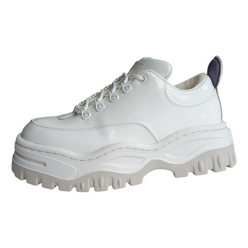 Pre-owned Eytys Angel Patent Leather Trainers In White