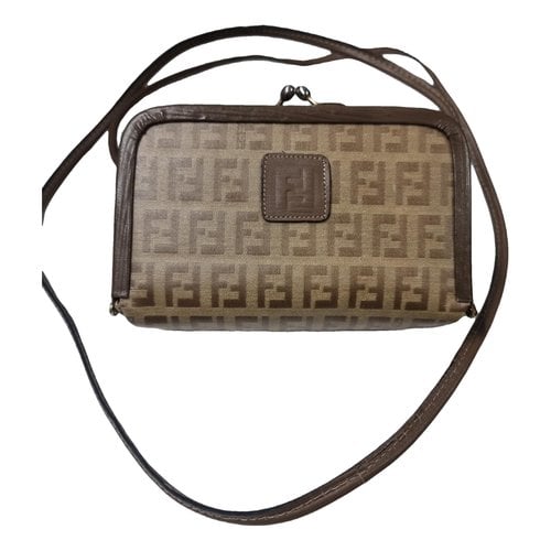 Pre-owned Fendi Double F Leather Crossbody Bag In Brown