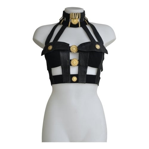 Pre-owned Versace Leather Corset In Black