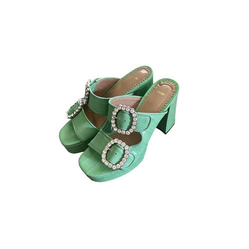 Pre-owned Maje Leather Mules In Green