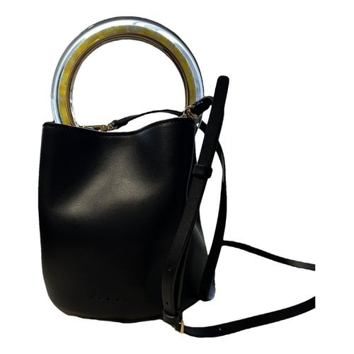 Pre-owned Marni Pannier Leather Tote In Black