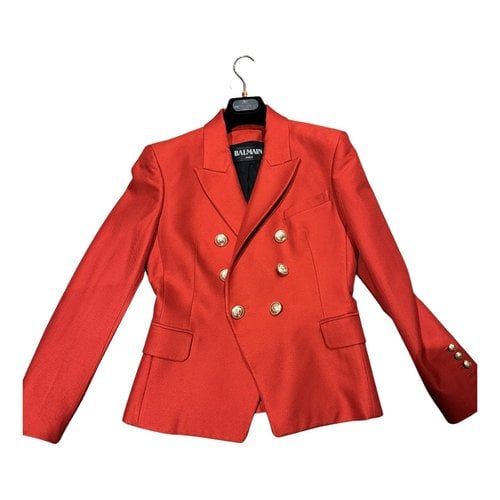 Pre-owned Balmain Suit Jacket In Red