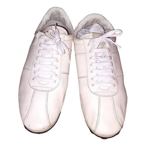 Pre-owned Marni Leather Trainers In Ecru