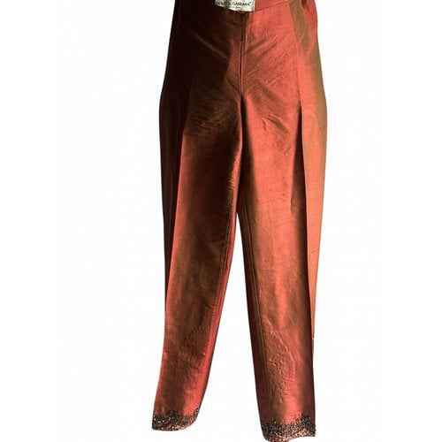 Pre-owned Dolce & Gabbana Silk Straight Pants In Red