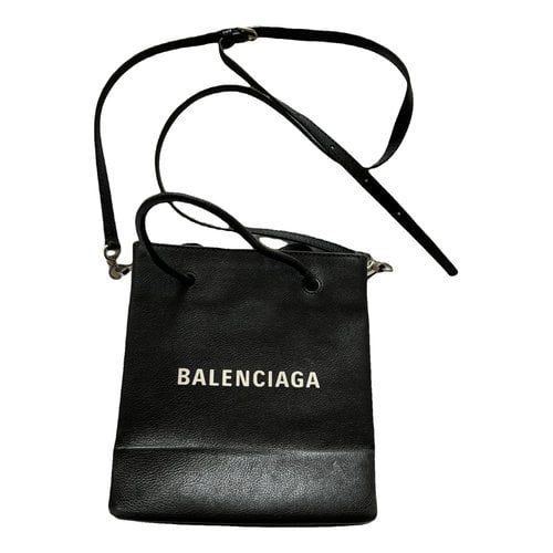 Pre-owned Balenciaga Plastic Bag Shooper Leather Handbag In Black