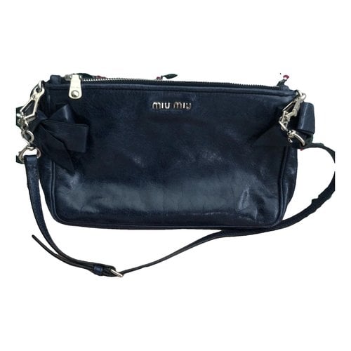 Pre-owned Miu Miu Vitello Leather Handbag In Navy