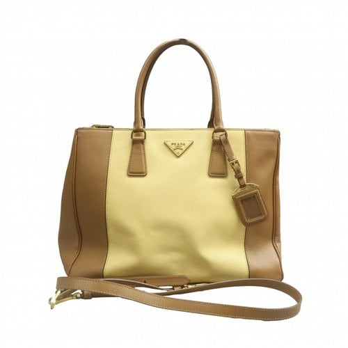 Pre-owned Prada Galleria Leather Satchel In Yellow