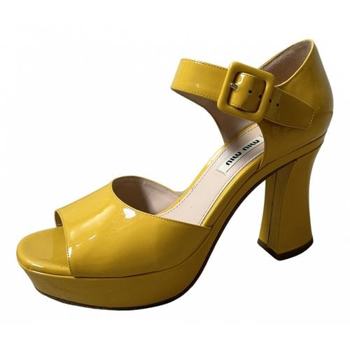 Pre-owned Miu Miu Patent Leather Sandal In Yellow