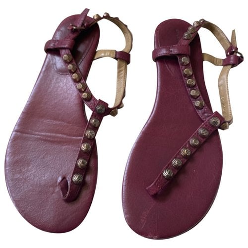 Pre-owned Balenciaga Leather Sandal In Burgundy
