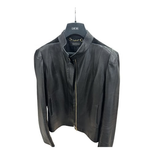 Pre-owned Gucci Leather Coat In Black