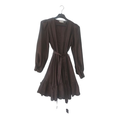 Pre-owned Stine Goya Silk Mid-length Dress In Brown