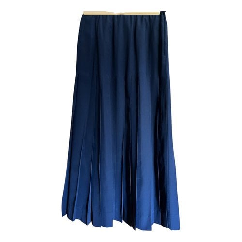 Pre-owned Chanel Silk Maxi Skirt In Blue