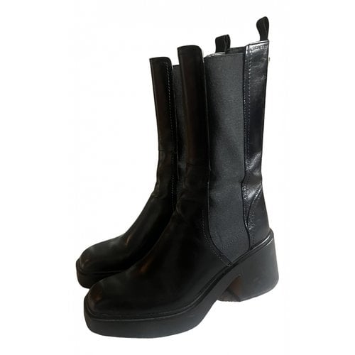 Pre-owned Maje Leather Boots In Black