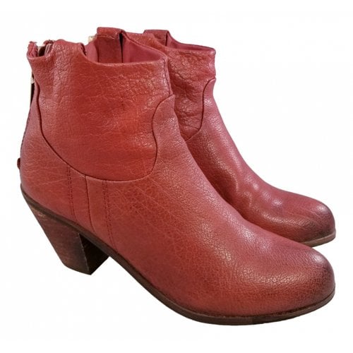 Pre-owned Sam Edelman Leather Boots In Red