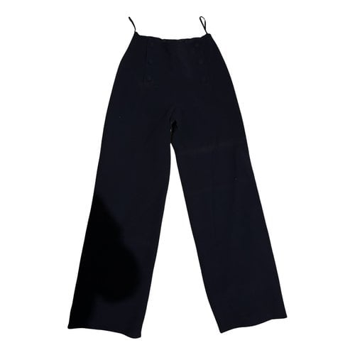 Pre-owned Chanel Wool Straight Pants In Blue