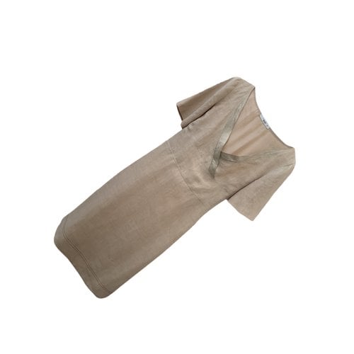 Pre-owned Prada Linen Mid-length Dress In Beige