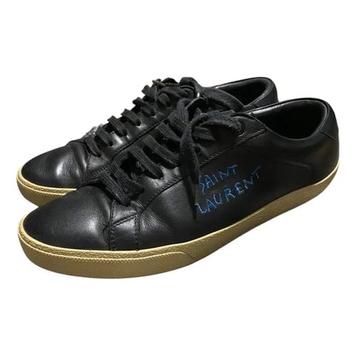 Pre-owned Saint Laurent Sl/06 Leather Low Trainers In Black