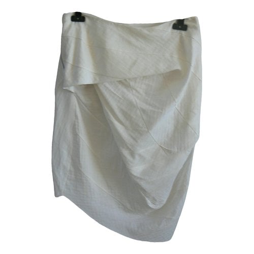 Pre-owned Alessandra Marchi Silk Mid-length Skirt In Ecru