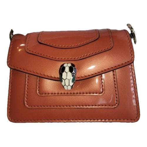 Pre-owned Bvlgari Serpenti Patent Leather Handbag In Orange