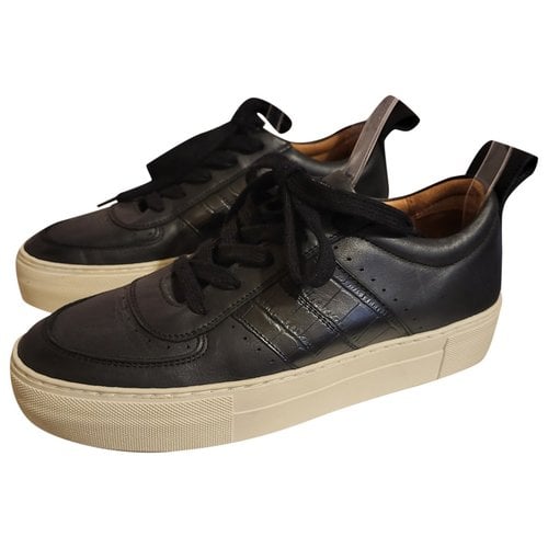 Pre-owned Whistles Leather Trainers In Black