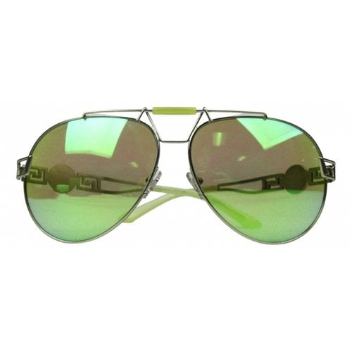 Pre-owned Versace Aviator Sunglasses In Green