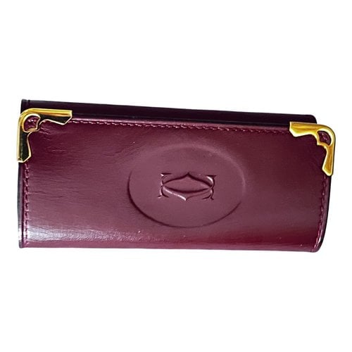 Pre-owned Cartier Leather Key Ring In Burgundy