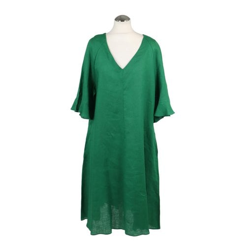 Pre-owned Elena Miro' Linen Mid-length Dress In Green