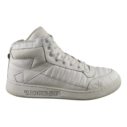 Pre-owned A Bathing Ape Leather High Trainers In White