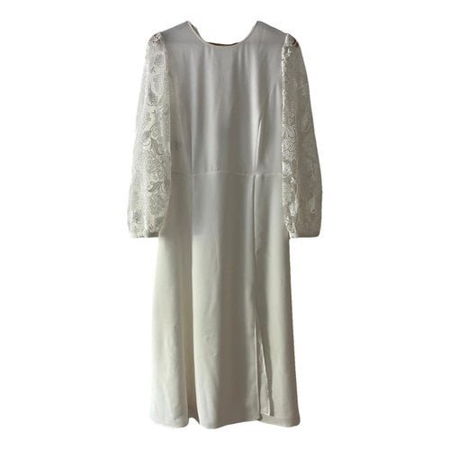 Pre-owned Tara Jarmon Lace Mid-length Dress In White